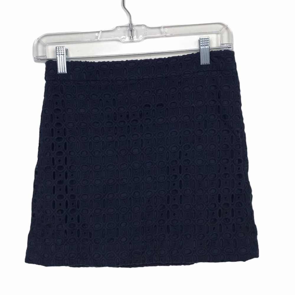 J Crew Blue Eyelet Mini Skirt